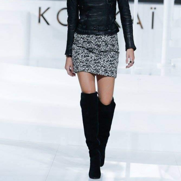 KOOKAI Wynona Textured Animal Print Black White High Waisted Mini Skirt - Picture 4 of 15